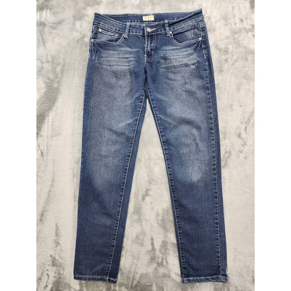 Y-Jeans Womens 11 Juniors Blue Low Rise Skinny Leg Faded Stretch Rhinestones - Picture 1 of 11